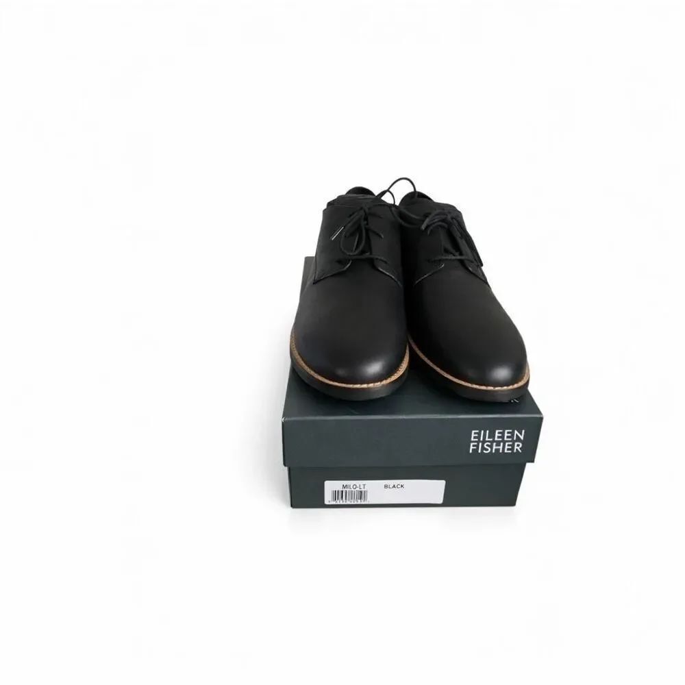 Eileen Fisher Black Milo Leather Oxford Lace Up Shoes Size 11 New in Box